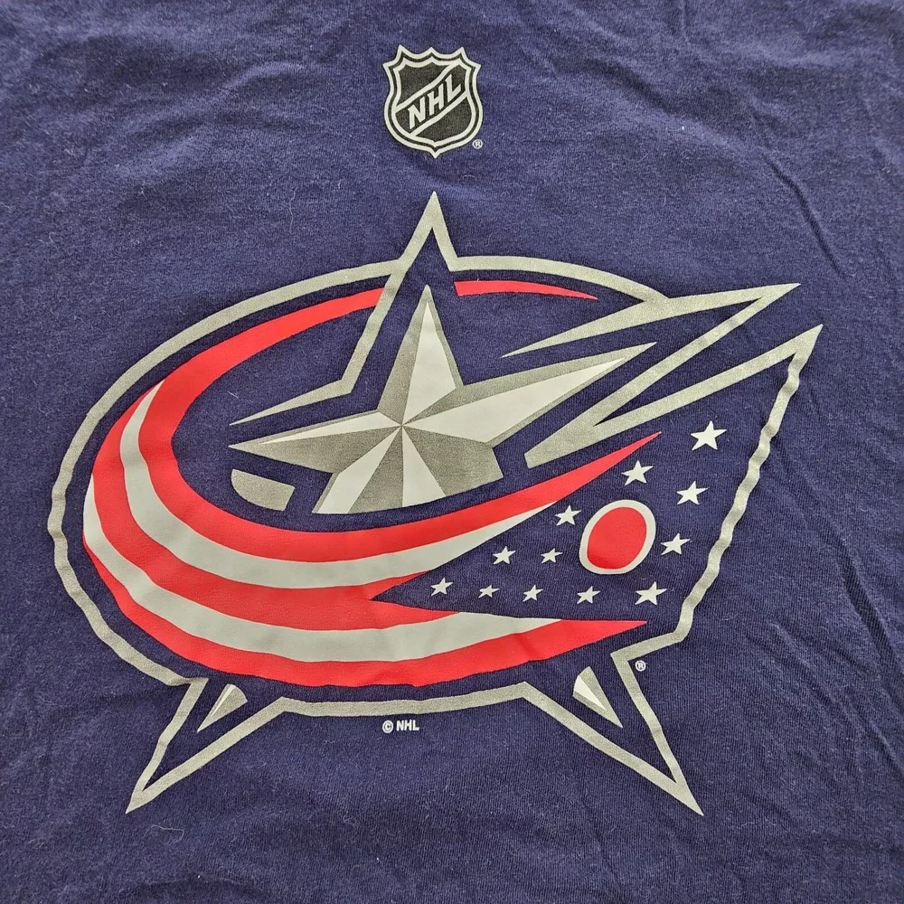 Columbus Blue Jackets Johnson #7 adidas Blue Short Sleeve Cotton T-Shirt Men's L
